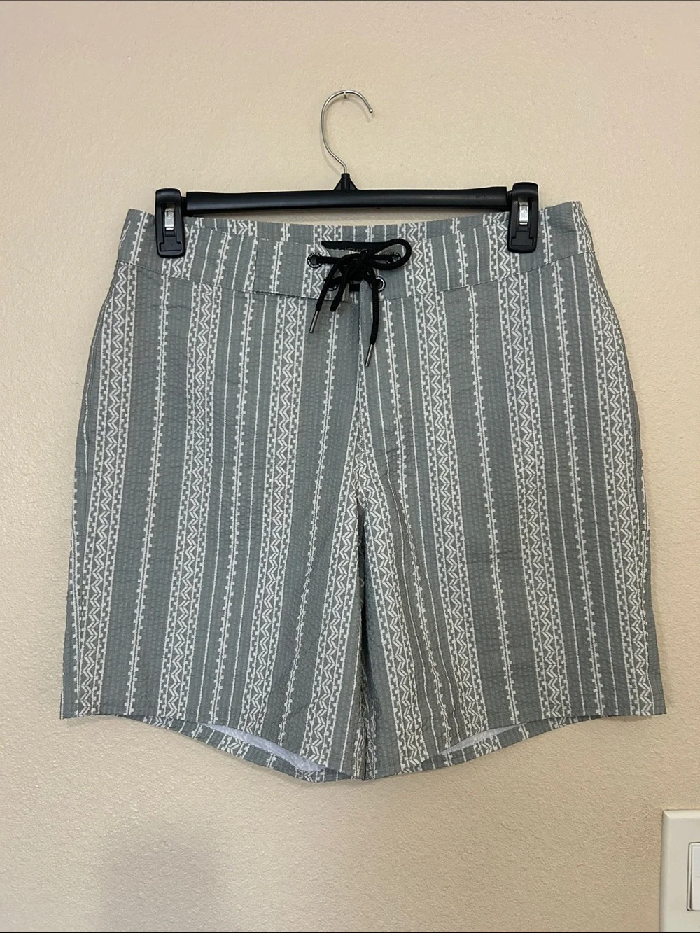 Men's Sage Green Striped Drawstring Swim Shorts